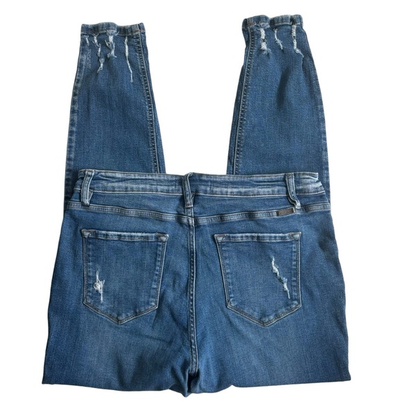 KanCan Estilo Skinny Jeans Exposed Buttonfly Distressed Hem Blue Denim Size 32 - Picture 14 of 15